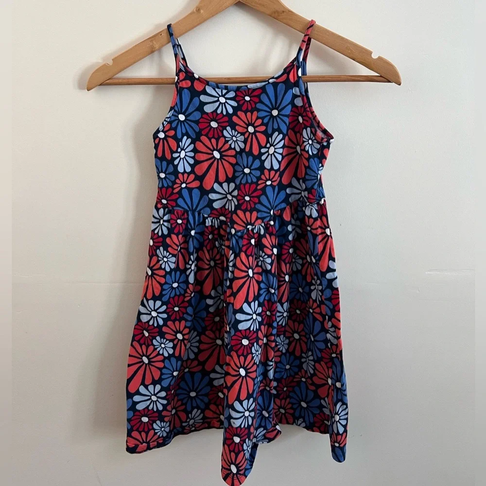 Jumping Beans Girls Floral Dress Size 8 | Navy Red Sleeveless Summer Dress